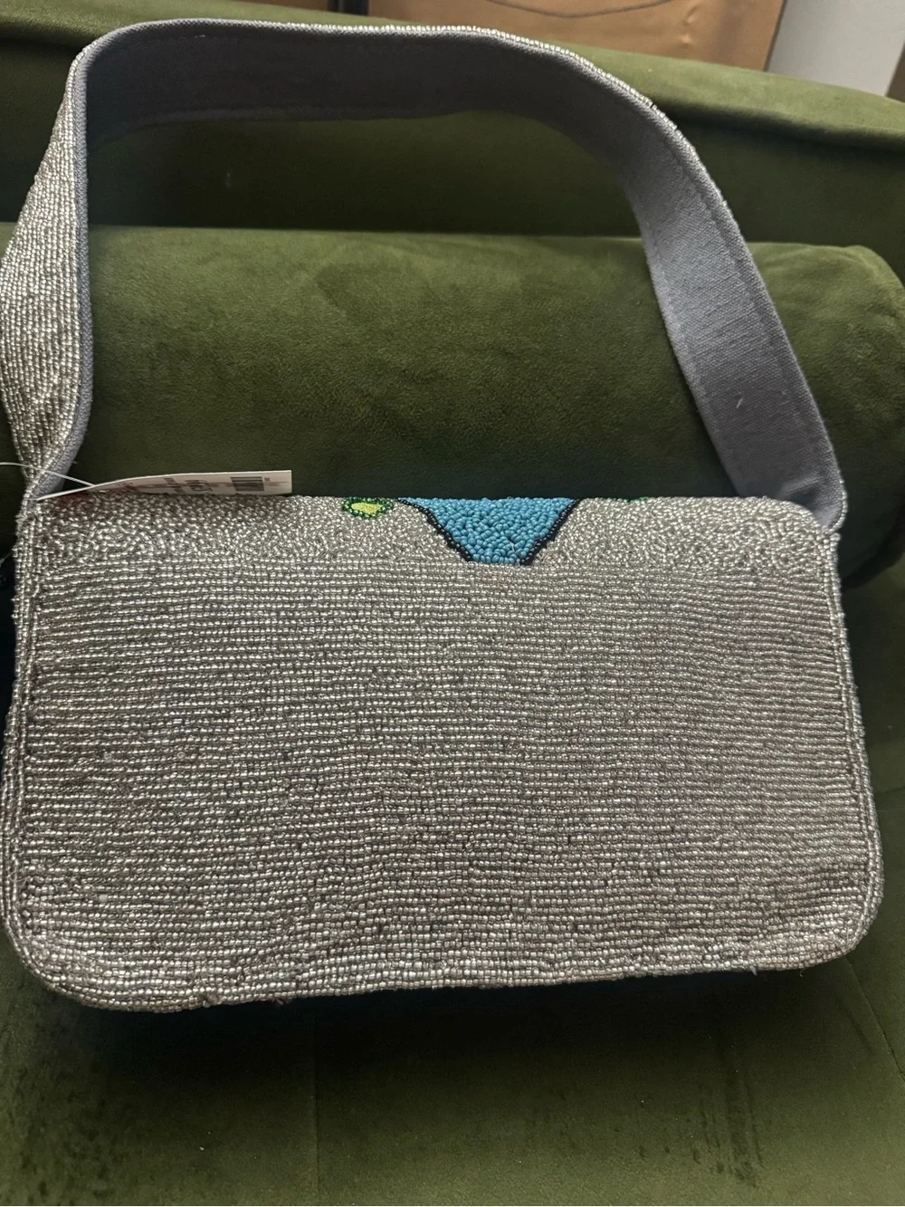 Beaded Paris inspiredBag in Blue, Green, Yellow by America & Beyond NWT